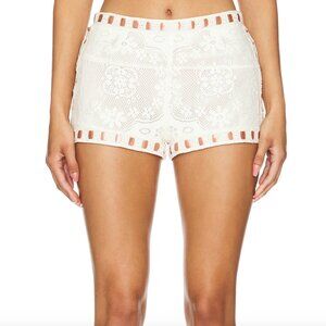 NEW For Love & Lemons Charlotte Mini Short in Cream White Lace Cotton Bloomers